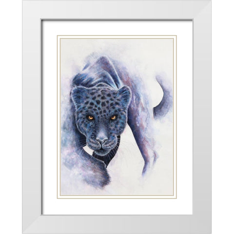 Spotted Black Panther White Modern Wood Framed Art Print with Double Matting by Wickstrom, Martin