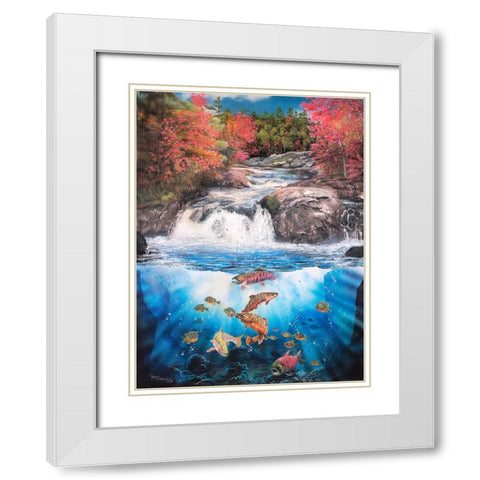 Fish Falls White Modern Wood Framed Art Print with Double Matting by Murray Henderson Fine Art