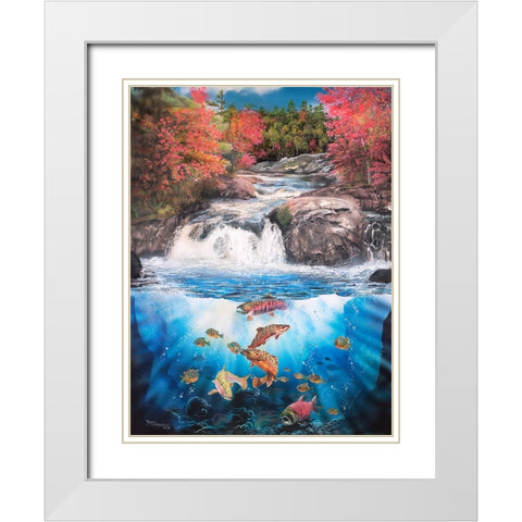 Fish Falls White Modern Wood Framed Art Print with Double Matting by Murray Henderson Fine Art