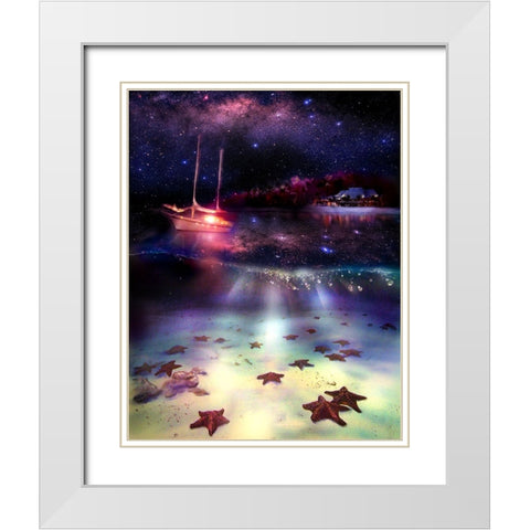 Stary Stary Nite White Modern Wood Framed Art Print with Double Matting by Murray Henderson Fine Art