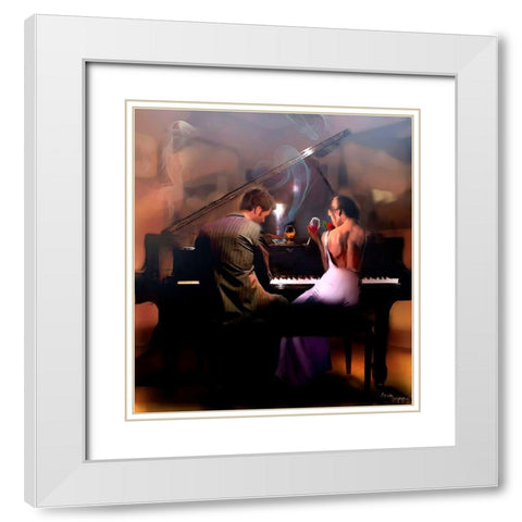 Cigar Bar Love White Modern Wood Framed Art Print with Double Matting by Murray Henderson Fine Art