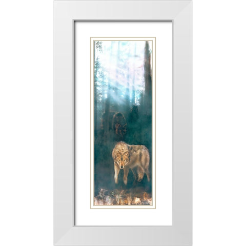 Wolves Merged White Modern Wood Framed Art Print with Double Matting by Murray Henderson Fine Art