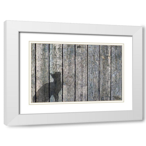 Cat And Mouse Shadow 2 White Modern Wood Framed Art Print with Double Matting by Murray Henderson Fine Art