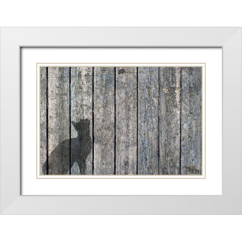 Cat And Mouse Shadow 2 White Modern Wood Framed Art Print with Double Matting by Murray Henderson Fine Art
