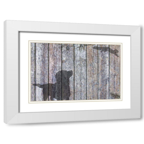 Lab And Squirrel Shadow White Modern Wood Framed Art Print with Double Matting by Murray Henderson Fine Art