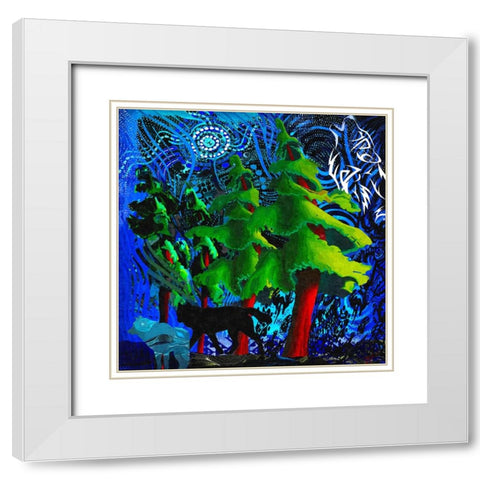 Spirit Wolves White Modern Wood Framed Art Print with Double Matting by Murray Henderson Fine Art