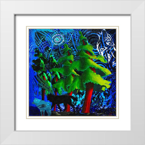 Spirit Wolves White Modern Wood Framed Art Print with Double Matting by Murray Henderson Fine Art