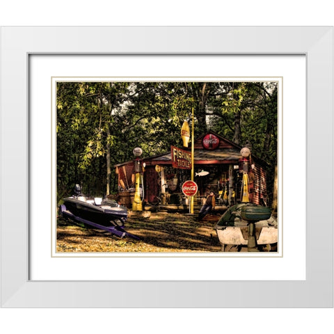 Fishing Camp White Modern Wood Framed Art Print with Double Matting by Murray Henderson Fine Art