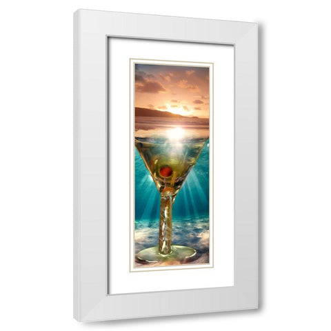 Martini Beach Sundown White Modern Wood Framed Art Print with Double Matting by Murray Henderson Fine Art