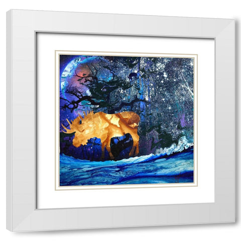 Midnight Moose White Modern Wood Framed Art Print with Double Matting by Murray Henderson Fine Art