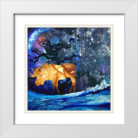 Midnight Moose White Modern Wood Framed Art Print with Double Matting by Murray Henderson Fine Art