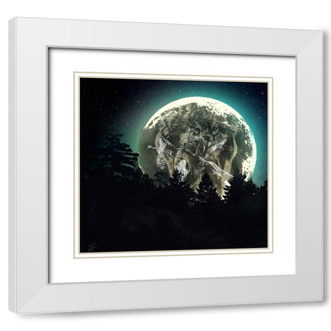 Moon Howl White Modern Wood Framed Art Print with Double Matting by Murray Henderson Fine Art
