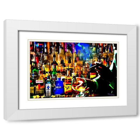 Print Bar Scene White Modern Wood Framed Art Print with Double Matting by Murray Henderson Fine Art