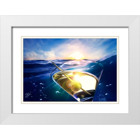 Sailing Martini White Modern Wood Framed Art Print with Double Matting by Murray Henderson Fine Art