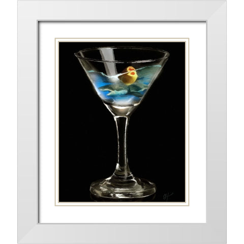 Sharktini White Modern Wood Framed Art Print with Double Matting by Murray Henderson Fine Art