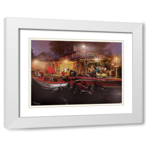 The Fishing Depot White Modern Wood Framed Art Print with Double Matting by Murray Henderson Fine Art