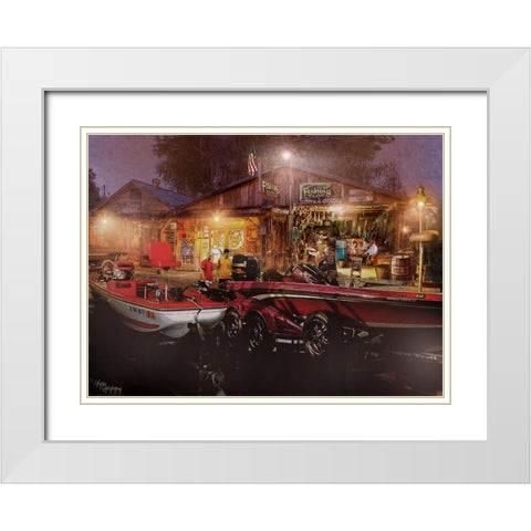 The Fishing Depot White Modern Wood Framed Art Print with Double Matting by Murray Henderson Fine Art