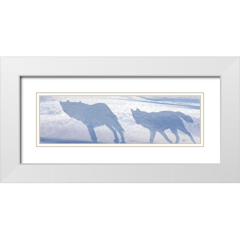 Wolf Pack Shadows White Modern Wood Framed Art Print with Double Matting by Murray Henderson Fine Art
