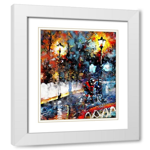 Abstract Hockey Kids1 White Modern Wood Framed Art Print with Double Matting by Murray Henderson Fine Art
