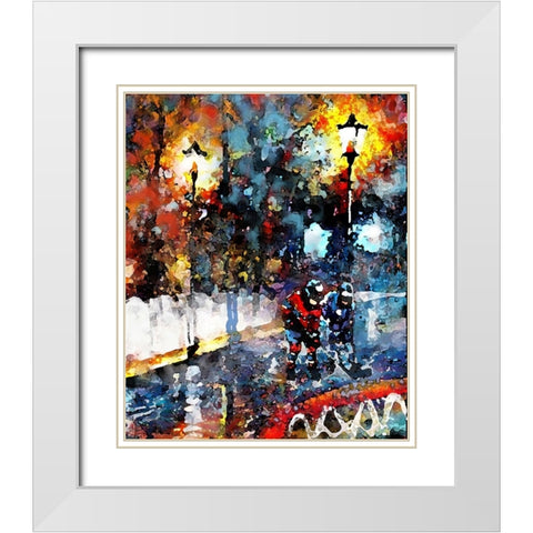 Abstract Hockey Kids1 White Modern Wood Framed Art Print with Double Matting by Murray Henderson Fine Art