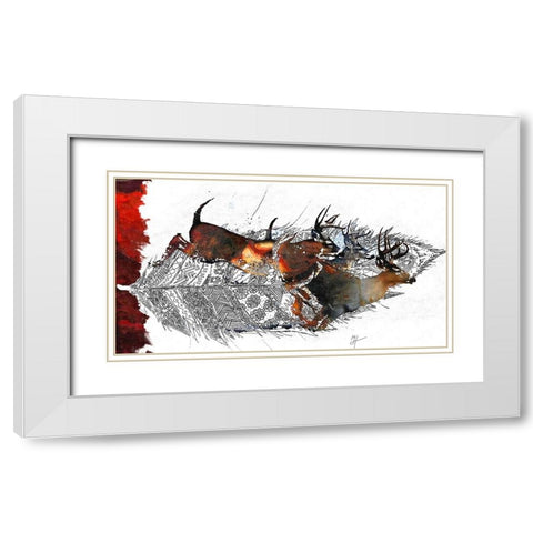 Deer Run White Modern Wood Framed Art Print with Double Matting by Murray Henderson Fine Art