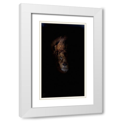 Lion White Modern Wood Framed Art Print with Double Matting by Murray Henderson Fine Art