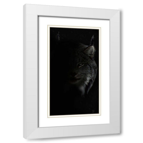 Lynx Stare White Modern Wood Framed Art Print with Double Matting by Murray Henderson Fine Art