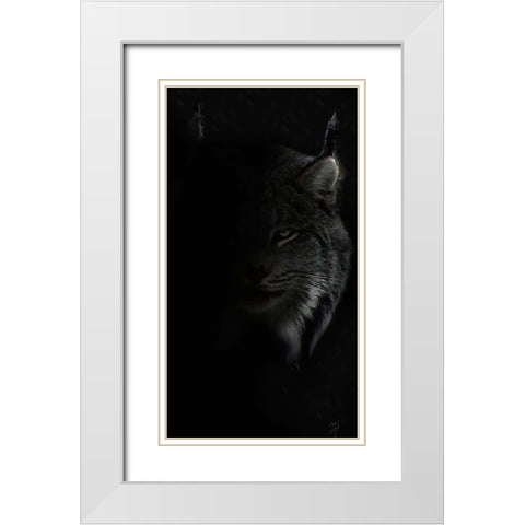 Lynx Stare White Modern Wood Framed Art Print with Double Matting by Murray Henderson Fine Art