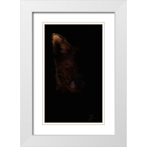 Out Fox White Modern Wood Framed Art Print with Double Matting by Murray Henderson Fine Art