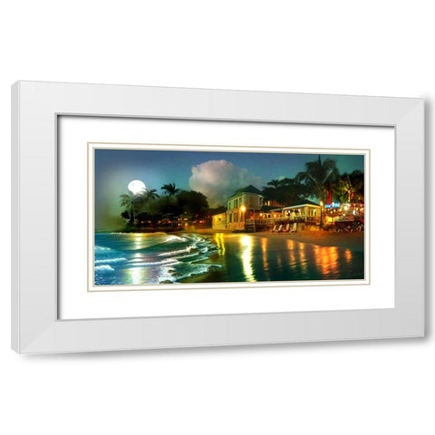 Party Beach 17 White Modern Wood Framed Art Print with Double Matting by Murray Henderson Fine Art