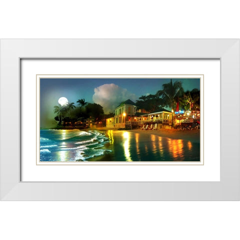 Party Beach 17 White Modern Wood Framed Art Print with Double Matting by Murray Henderson Fine Art