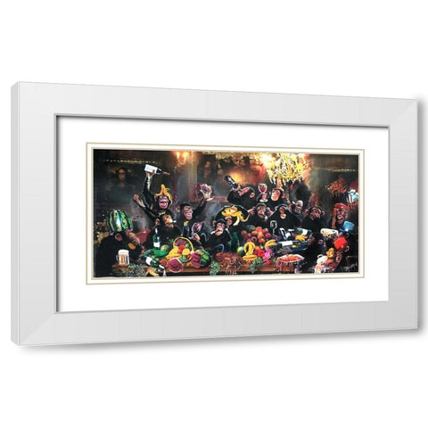 Monkey Bash White Modern Wood Framed Art Print with Double Matting by Murray Henderson Fine Art