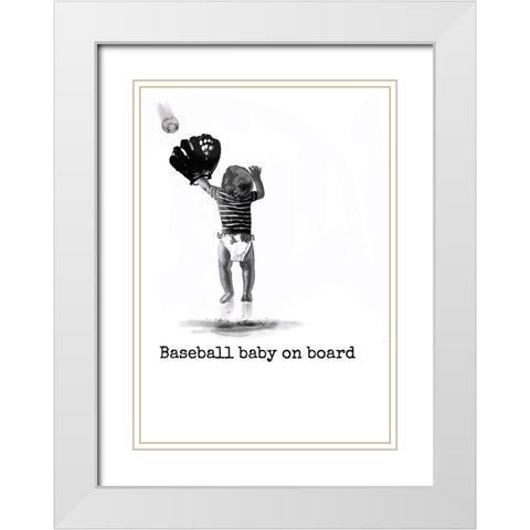 Baby Base 1 White Modern Wood Framed Art Print with Double Matting by Murray Henderson Fine Art