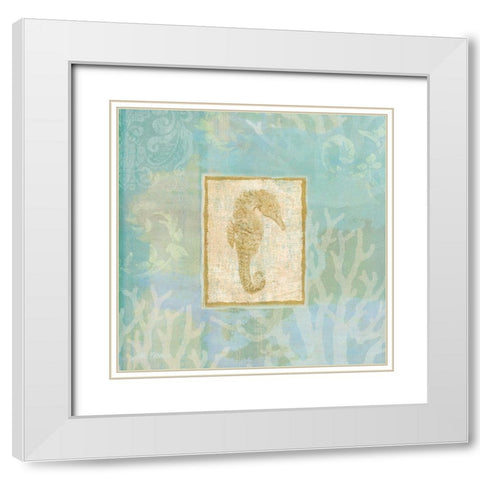 Seahorse I White Modern Wood Framed Art Print with Double Matting by Zaccheo, John