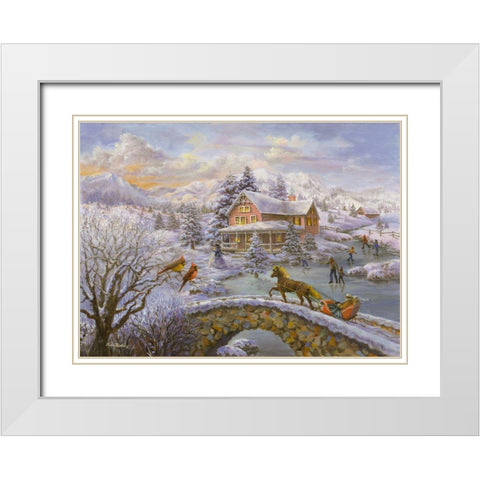 Winter Joy White Modern Wood Framed Art Print with Double Matting by Boehme, Nicky