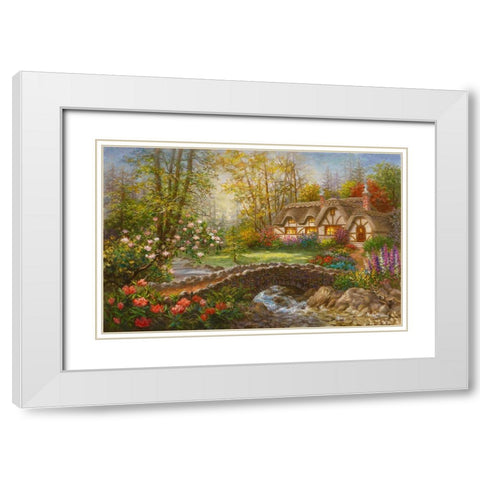 Home Sweet Home White Modern Wood Framed Art Print with Double Matting by Boehme, Nicky