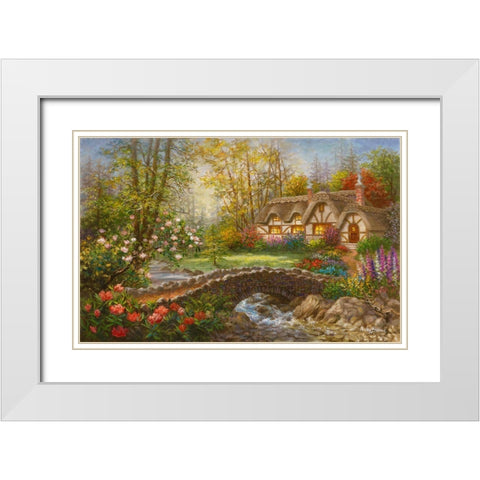 Home Sweet Home White Modern Wood Framed Art Print with Double Matting by Boehme, Nicky