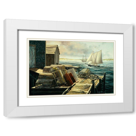 Lobster Pots New England White Modern Wood Framed Art Print with Double Matting by Boehme, Nicky