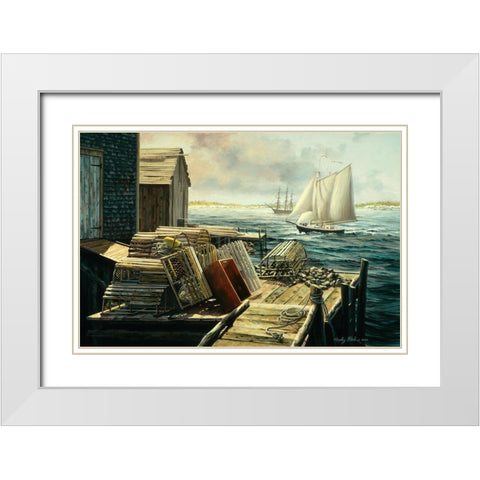 Lobster Pots New England White Modern Wood Framed Art Print with Double Matting by Boehme, Nicky