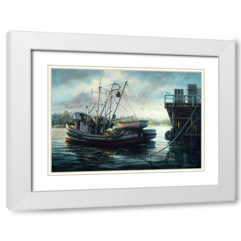 Sparkling Fish Nets White Modern Wood Framed Art Print with Double Matting by Boehme, Nicky