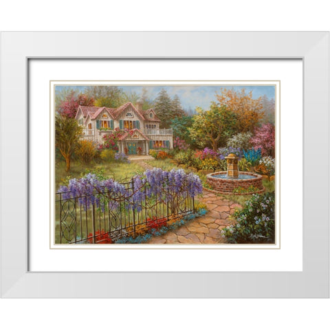 Springtime Hideaway White Modern Wood Framed Art Print with Double Matting by Boehme, Nicky
