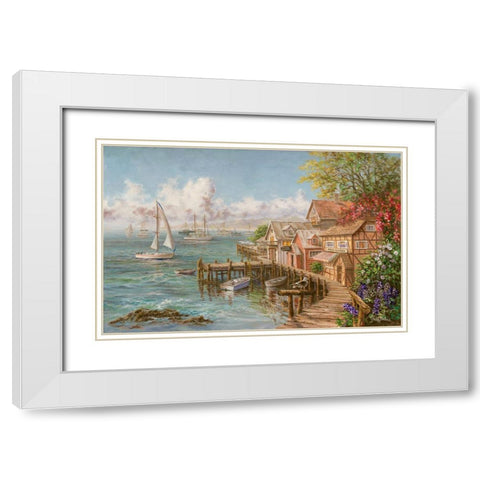 Marinerâ€™s Haven White Modern Wood Framed Art Print with Double Matting by Boehme, Nicky