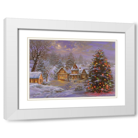 Happy Holidays White Modern Wood Framed Art Print with Double Matting by Boehme, Nicky