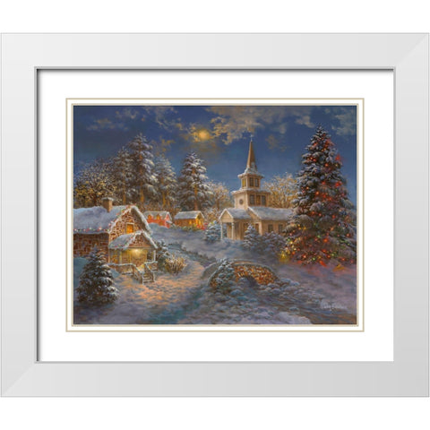 Happy Spirits Await Christmas White Modern Wood Framed Art Print with Double Matting by Boehme, Nicky