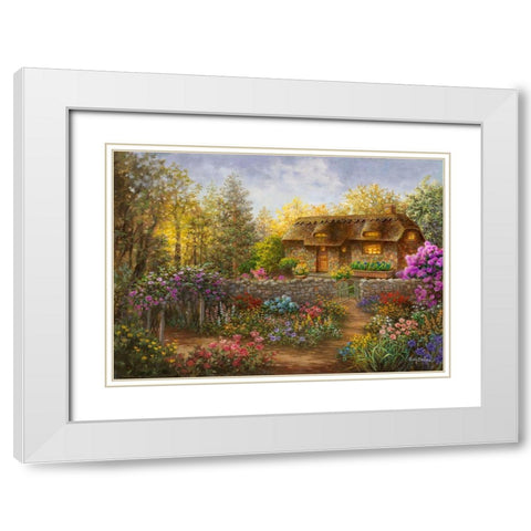 Cottage Garden in Full Bloom  White Modern Wood Framed Art Print with Double Matting by Boehme, Nicky