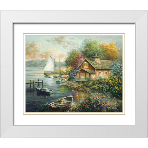 Peaceful Mooring White Modern Wood Framed Art Print with Double Matting by Boehme, Nicky