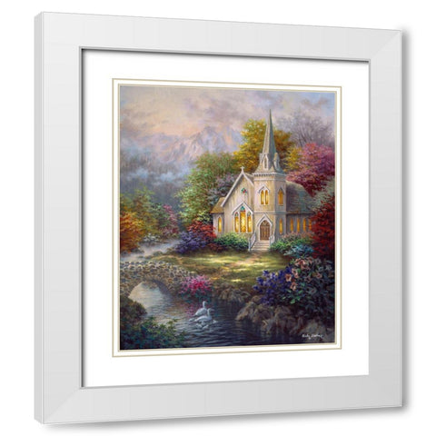 Serenity White Modern Wood Framed Art Print with Double Matting by Boehme, Nicky