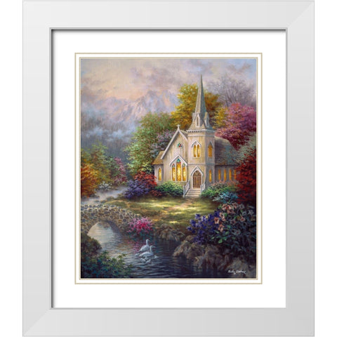 Serenity White Modern Wood Framed Art Print with Double Matting by Boehme, Nicky