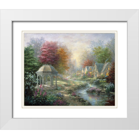 Gazebo Village White Modern Wood Framed Art Print with Double Matting by Boehme, Nicky