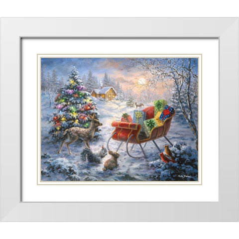 Tis The Night Before Xmas White Modern Wood Framed Art Print with Double Matting by Boehme, Nicky